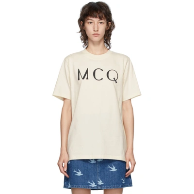 Shop Mcq By Alexander Mcqueen Mcq Alexander Mcqueen Off-white Mcq Swallow Logo T-shirt In 9089 Oyster