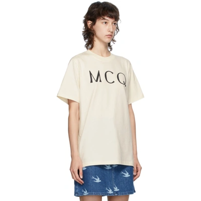 Shop Mcq By Alexander Mcqueen Mcq Alexander Mcqueen Off-white Mcq Swallow Logo T-shirt In 9089 Oyster