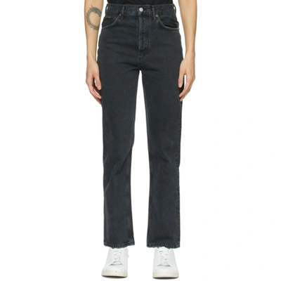 Shop Agolde Black 90s Pinch Waist High-rise Straight Jeans In Black Tea