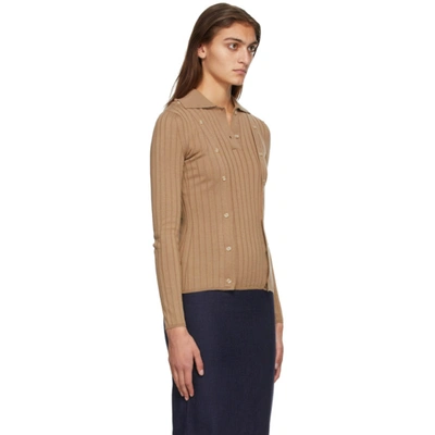 Shop Jacquemus Beige Wool 'la Maille Baho' Polo In Dark Beige