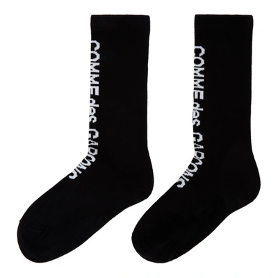 Shop Comme Des Garçons Comme Des Garcons Black Vertical Logo Socks In 1 Black