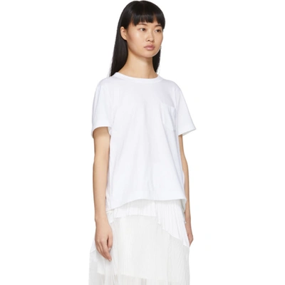 Shop Sacai White Open Back T-shirt In 101 White