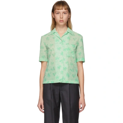 Shop Commission Nyc Green Bowling Short Sleeve Shirt In Green Hibis