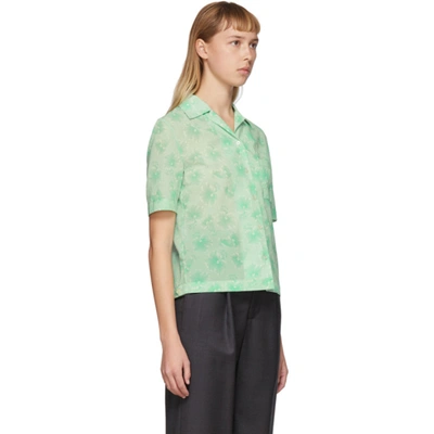 Shop Commission Nyc Green Bowling Short Sleeve Shirt In Green Hibis