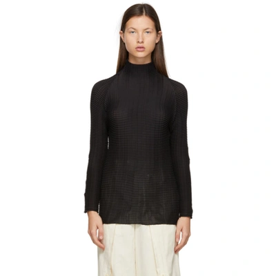 Shop Issey Miyake Black Wooly Pleats Turtleneck In 15 Black