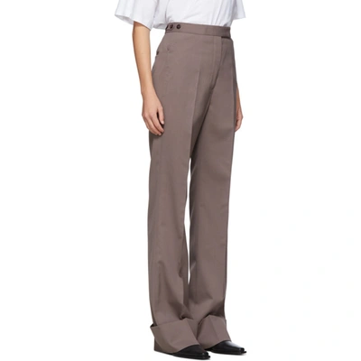 Shop Lemaire Taupe Wool Straight Trousers In 936 Iron