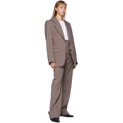 Shop Lemaire Taupe Wool Straight Trousers In 936 Iron