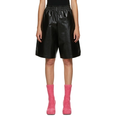 Shop Bottega Veneta Black Leather Shiny Shorts In 1000 Nero