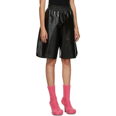Shop Bottega Veneta Black Leather Shiny Shorts In 1000 Nero