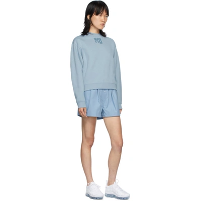 Shop Alexander Wang T Blue Logo Boxer-style Shorts In 451 Slate B