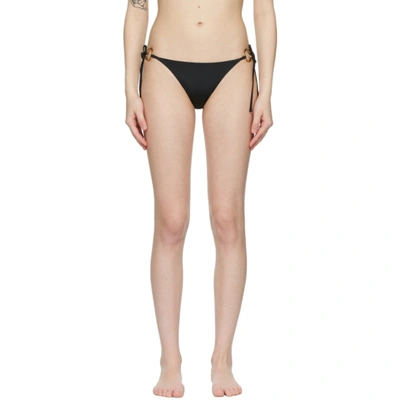 Shop Versace Black Ring-hardware Bikini Bottom In A1008 Black