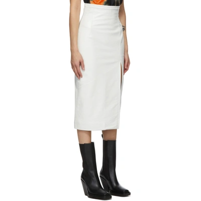 Shop Meryll Rogge White Leather Vintage Slit Skirt In 1 White