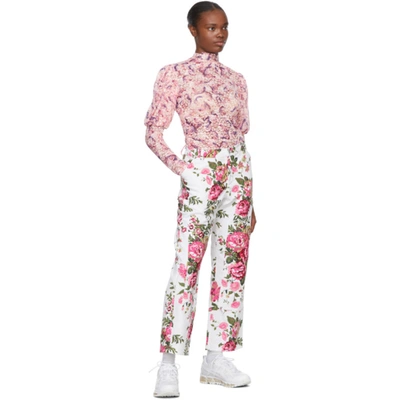 Shop Collina Strada White Floral Chason Jeans In Rose Cordur