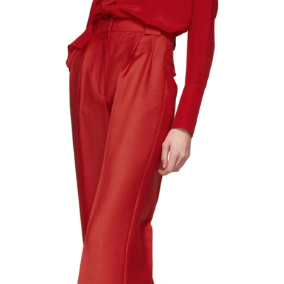 Shop Fendi Red High-waisted Flare Trousers In F18w2 Red