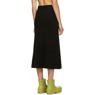 Shop Bottega Veneta Brown Rib Distorted Mid-length Skirt In 2113 Fonden