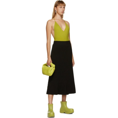 Shop Bottega Veneta Brown Rib Distorted Mid-length Skirt In 2113 Fonden