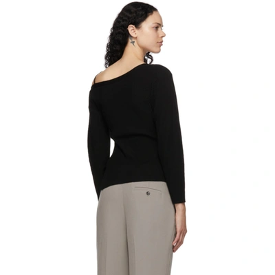 Shop 3.1 Phillip Lim / フィリップ リム Black Off-the-shoulder V-neck Sweater In Ba001 Black