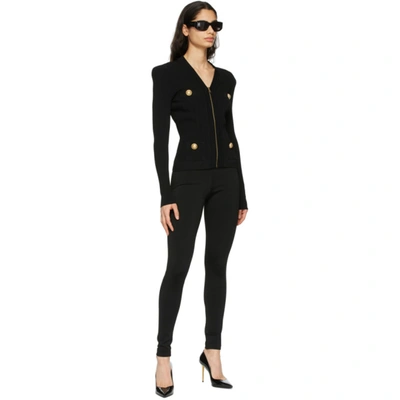 Shop Balmain Black Zipped Cardigan In 0pa Black