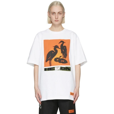 Shop Heron Preston White & Orange Nightshift T-shirt In White Orange