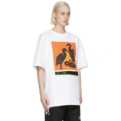 Shop Heron Preston White & Orange Nightshift T-shirt In White Orange