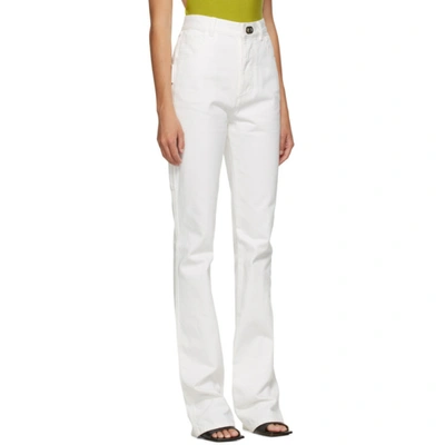 Shop Bottega Veneta White Plain Straight Jeans In 9000 Bianco