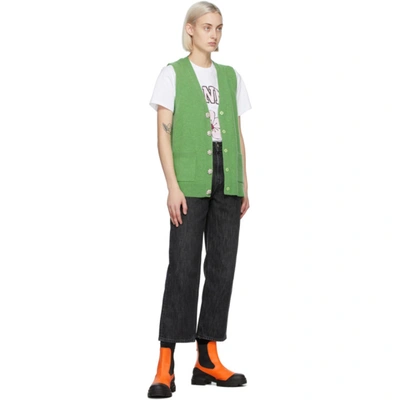 Shop Ganni Green Cashmere Knit Vest In 781 Spring