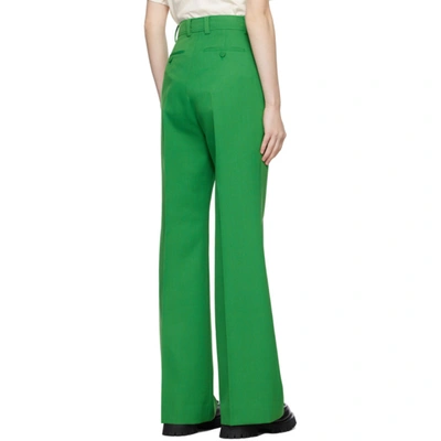 Shop Gucci Green Wool Flare Trousers In 3041 Shamgrn