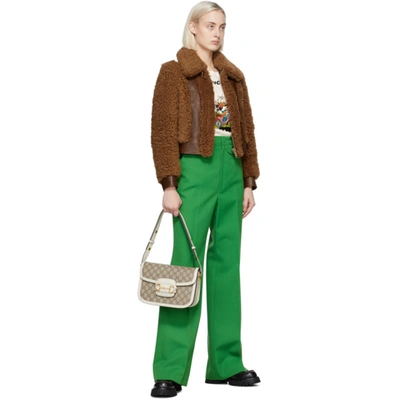 Shop Gucci Green Wool Flare Trousers In 3041 Shamgrn