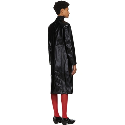 Shop Junya Watanabe Black Faux-leather Double-breasted Coat In 1 Black