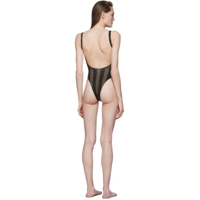 Shop Fendi Brown 'forever ' Stripe One-piece Swimsuit In F13iz Brown