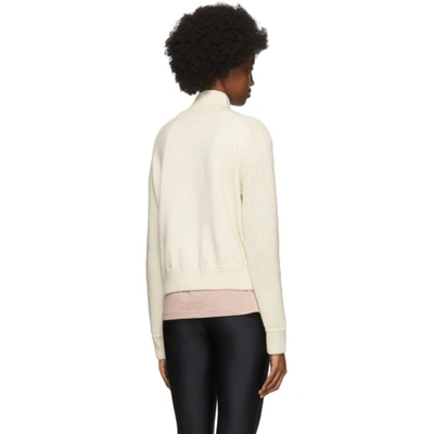 Shop Moncler Off-white Knit Zip-up Sweater In 002 White