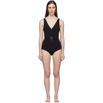 Shop Lisa Marie Fernandez Black Yasmin Belted One-piece Swimsuit