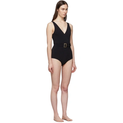 Shop Lisa Marie Fernandez Black Yasmin Belted One-piece Swimsuit