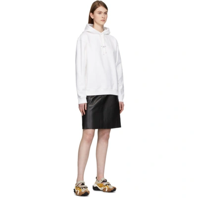 Shop Acne Studios White Reverse Logo Hoodie In Optic White