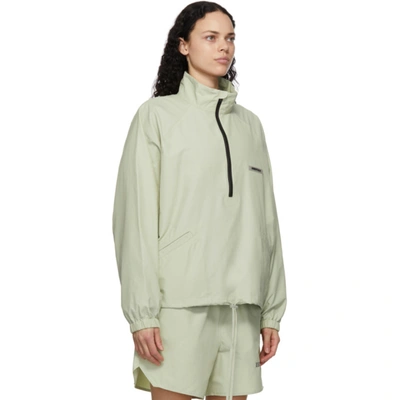 Shop Essentials Green Nylon Track Jacket In Sage
