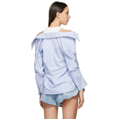 Alexander Wang T Alexanderwang.t Off-the-shoulder Layered Cotton Shirt In  Blue | ModeSens