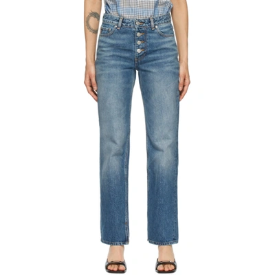 Shop Ganni Blue Mid-waist Relaxed Jeans In 630 Denim