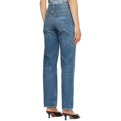 Shop Ganni Blue Mid-waist Relaxed Jeans In 630 Denim