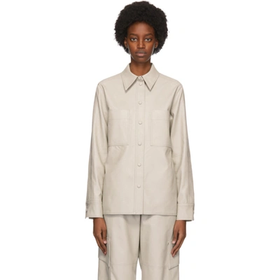 Shop Stella Mccartney Grey Faux-leather Hattie Shirt In 1505 Clay