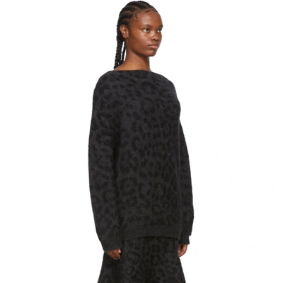 Shop Valentino Black & Grey Mohair Leopard Sweater In L80 Gryblk