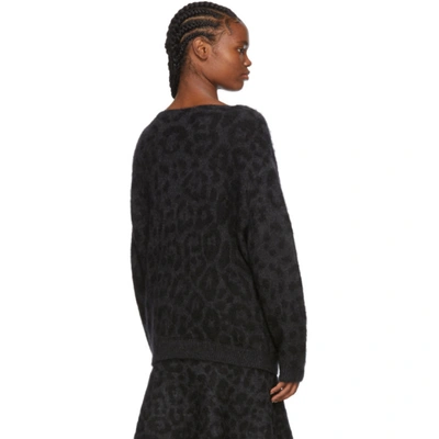 Shop Valentino Black & Grey Mohair Leopard Sweater In L80 Gryblk