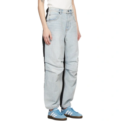 Shop Alexander Wang Blue & Black Denim Hybrid Cargo Jeans In 112 Blachbl