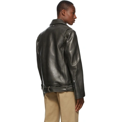 Shop Ader Error Black Leather Oversized Norman Jacket