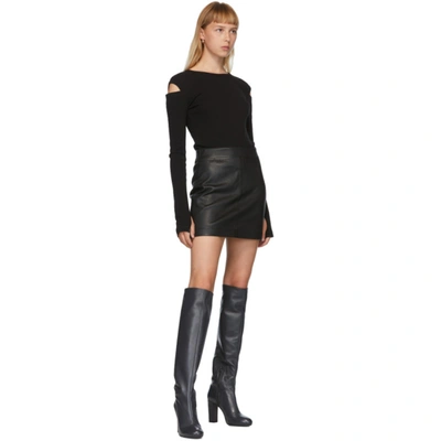 Shop Helmut Lang Black Leather Miniskirt