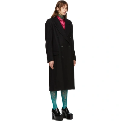 Shop Dries Van Noten Black Wool Double-breasted Coat In 900 Black