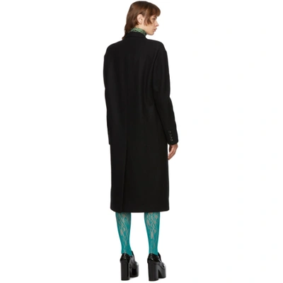 Shop Dries Van Noten Black Wool Double-breasted Coat In 900 Black