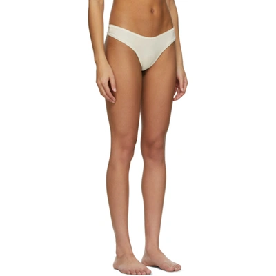 Shop Skims Off-white Cotton Dipped Thong In Bone