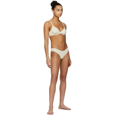Shop Skims Off-white Cotton Dipped Thong In Bone