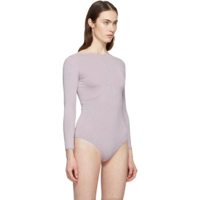 Shop Alexa Chung Alexachung Purple Long Sleeve Bodysuit In 410 Lilac