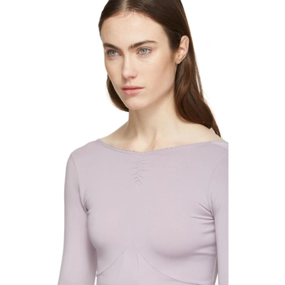Shop Alexa Chung Alexachung Purple Long Sleeve Bodysuit In 410 Lilac